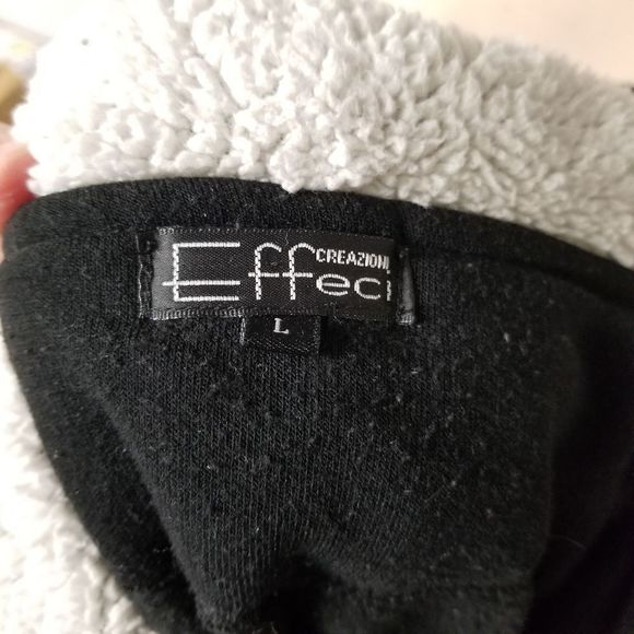 Effect black hoodie sweater with knit sleeve - Picture 11 of 11